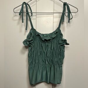 Green Smocked Sleeveless Top
